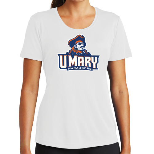 Womens White Performance Tee - Primary Athletics Mark