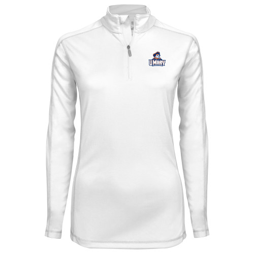  Syntrel Womens White Interlock 1/4 Zip - Primary Athletics Mark