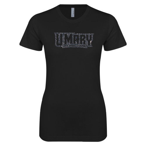  Next Level Womens Black Boyfriend Tee - F Graphite Soft Glitter