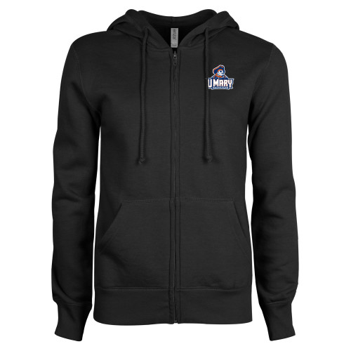  ENZA Womens Black Fleece Full Zip Hoodie - Primary Athletics Mark
