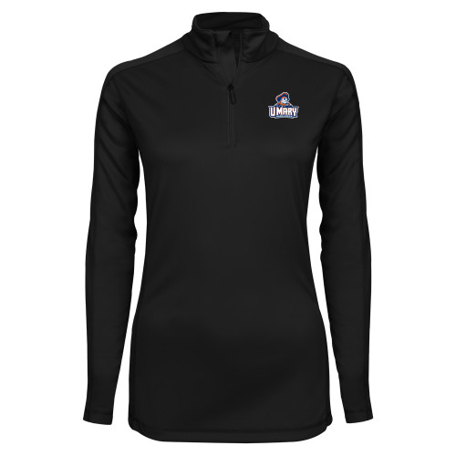  Syntrel Womens Black Interlock 1/4 Zip - Primary Athletics Mark
