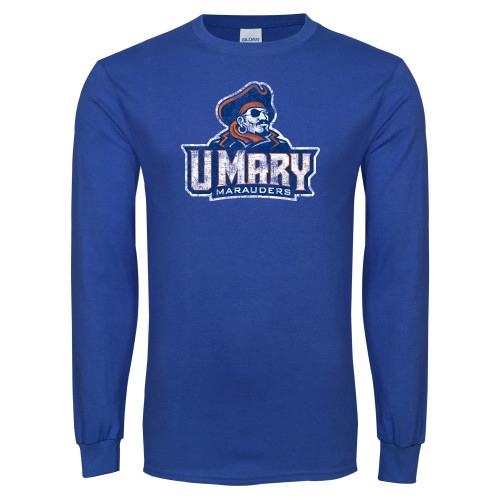  Royal Long Sleeve T Shirt - Primary Athletics Mark Distressed