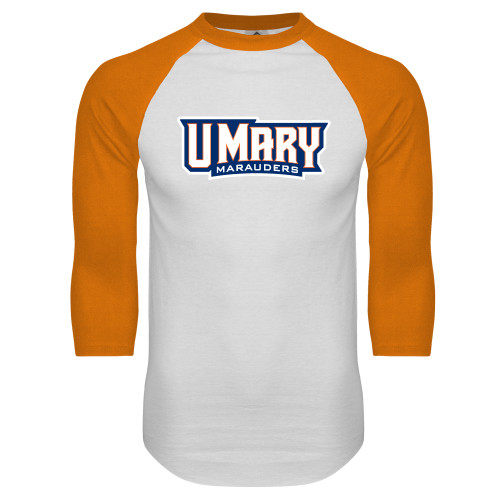  White/Orange Raglan Baseball T Shirt - U Mary Marauders