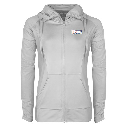  Womens White Sport Wick Stretch Full Zip Jacket - U Mary Marauders