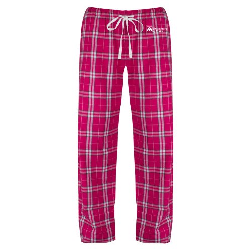  Womens Dark Fuchsia/White Flannel Pajama Pant - University Mark