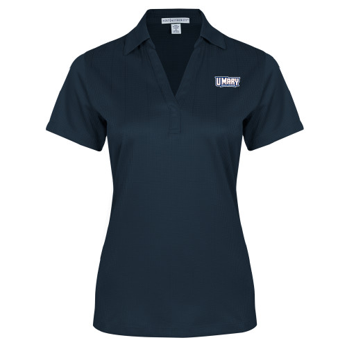 Womens Navy Performance Fine Jacquard Polo - U Mary Marauders