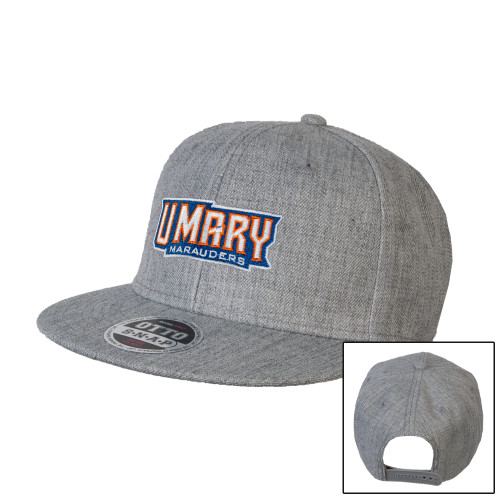  Heather Grey Wool Blend Flat Bill Snapback Hat - U Mary Marauders