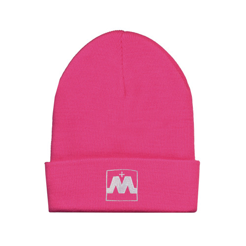  Fleece Lined Neon Pink Knit Beanie - University Icon