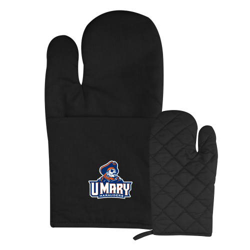  Quilted Canvas Black Oven Mitt - Primary Athletics Mark