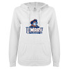 Thumbnail image for  ENZA Womens White V Notch Raw Edge Fleece Hoodie