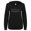 Thumbnail image for  ENZA Womens Black V Notch Raw Edge Fleece Hoodie