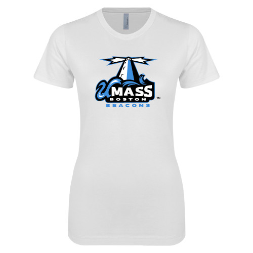  Next Level Womens White Boyfriend Tee - Primary Logo