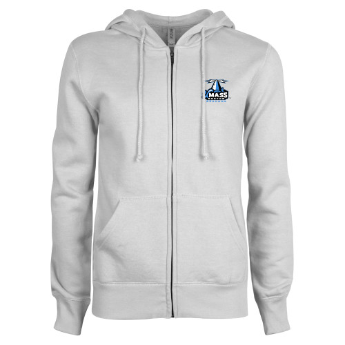  ENZA Womens White Fleece Full Zip Hoodie - Primary Logo