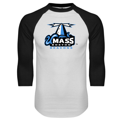  White/Black Raglan Baseball T Shirt - Primary Logo