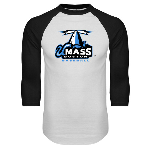  White/Black Raglan Baseball T Shirt - Baseball