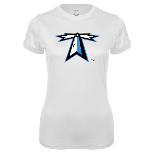  Womens White Performance Tee - Lighthouse