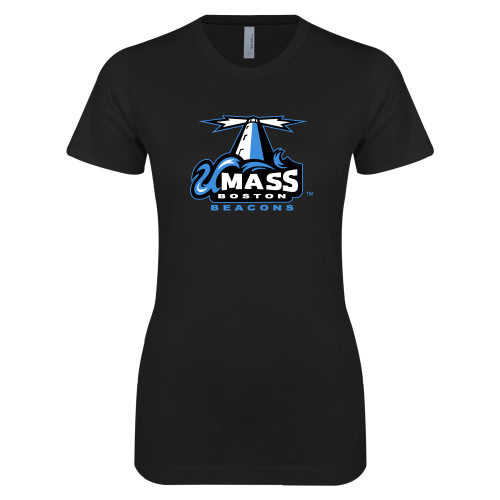  Next Level Womens Black Boyfriend Tee - Primary Logo