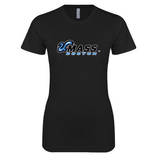 Next Level Womens Black Boyfriend Tee - UMass Boston Horizontal