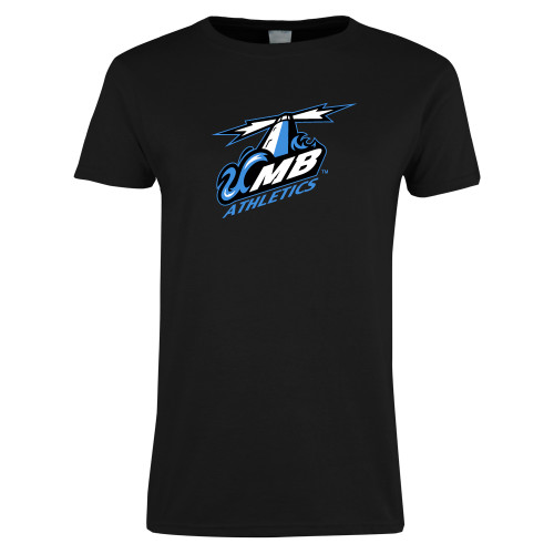  Womens Black Short Sleeve Tee - Italicized UMass Boston Athletics