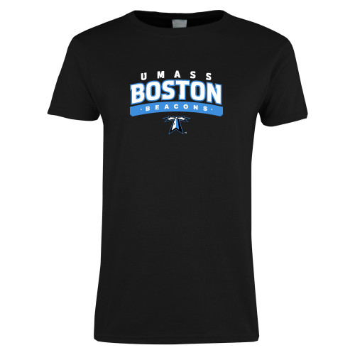  Womens Black Short Sleeve Tee - Arched UMass Boston Beacons