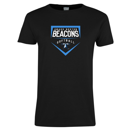  Womens Black Short Sleeve Tee - Beacons Softball Plate
