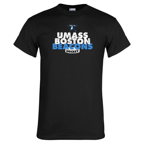  Black T Shirt - UMass Boston Beacons Hockey Distressed