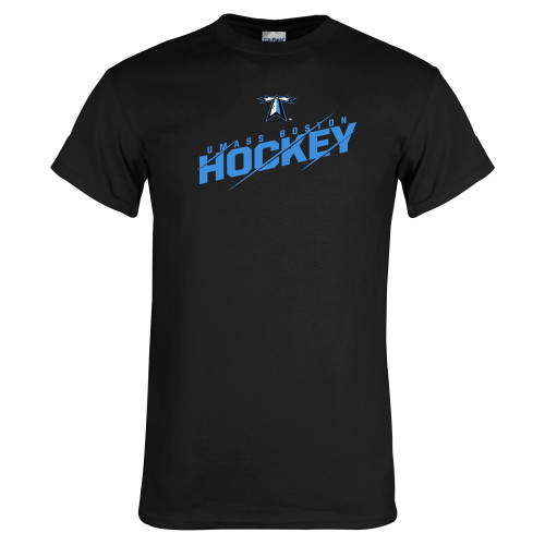  Black T Shirt - UMass Boston Beacons Hockey Slashed