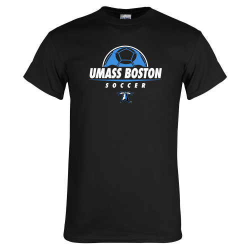  Black T Shirt - UMass Boston Soccer Stacked