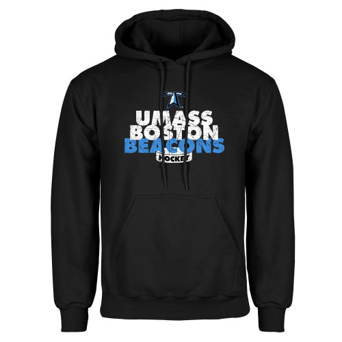  Black Fleece Hoodie - UMass Boston Beacons Hockey Distressed