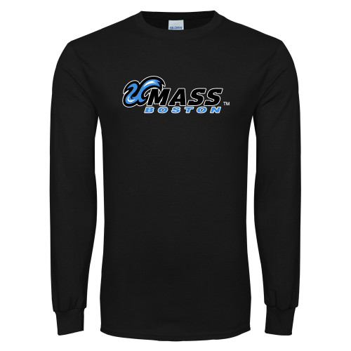 Black Long Sleeve T Shirt - UMass Boston Horizontal
