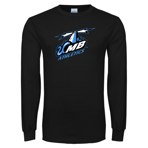  Black Long Sleeve T Shirt - Italicized UMass Boston Athletics
