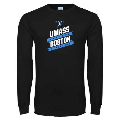  Black Long Sleeve T Shirt - UMass Boston Beacons Athletics Banners