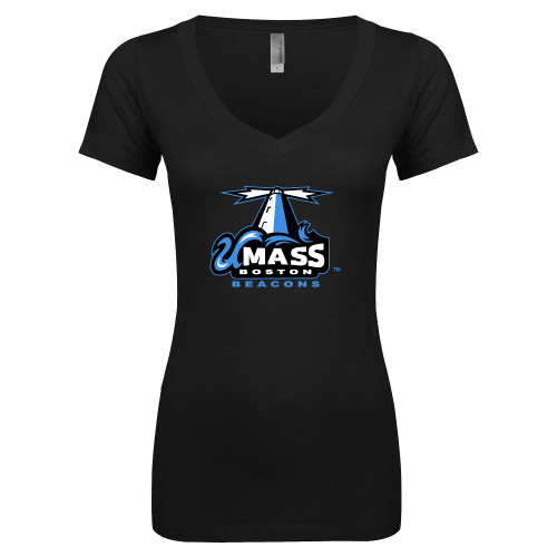  Next Level Womens Black Ideal V Tee - Primary Logo