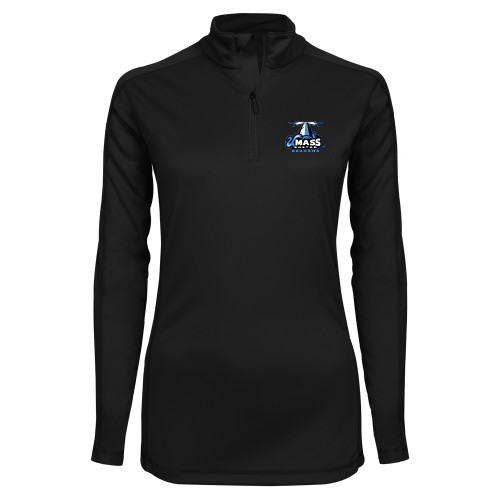  Syntrel Womens Black Interlock 1/4 Zip - Primary Logo