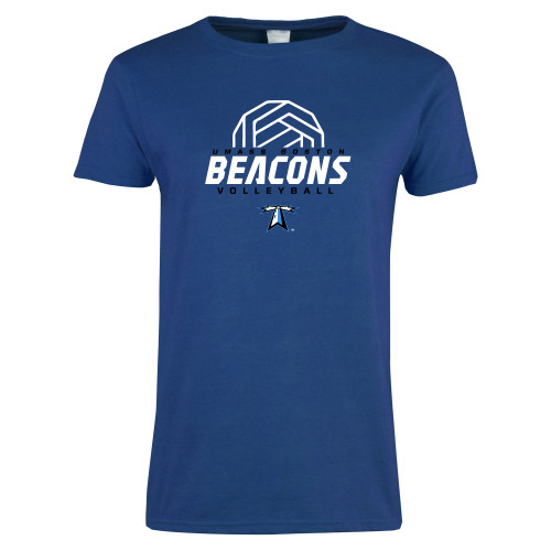  Womens Royal Short Sleeve Tee - Beacons Volleyball Abstract Ball