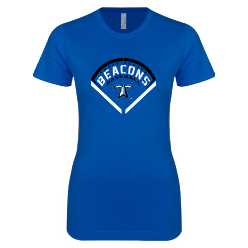  Next Level Womens Royal Boyfriend Tee - Beacons Baseball Stencil Diamond
