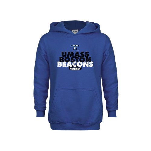  Youth Royal Fleece Hoodie - UMass Boston Beacons Hockey Distressed