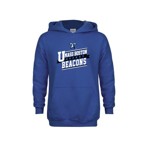  Youth Royal Fleece Hoodie - UMass Boston Beacons Hockey Slanted