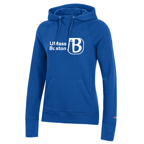  Champion Womens Royal Pull Over Hood - UMass Boston Wordmark