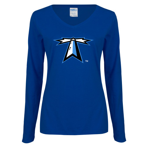  Womens Royal Long Sleeve V Neck Tee  - Lighthouse