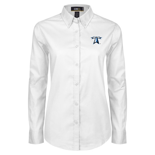  Womens White Twill Button Down Long Sleeve - Lighthouse