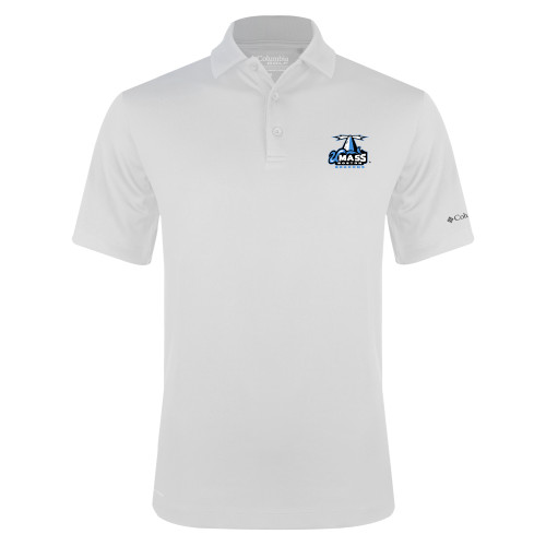  Columbia White Omni Wick Drive Polo - Primary Logo