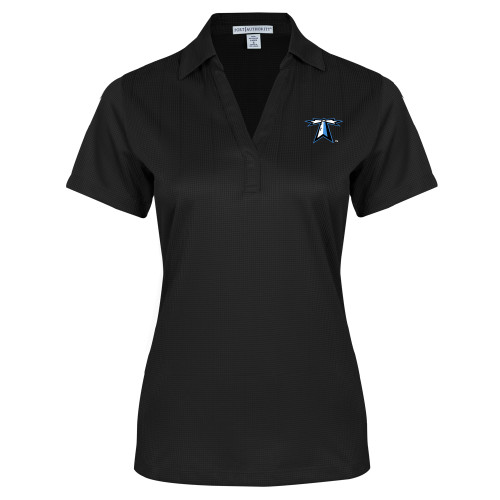  Womens Black Performance Fine Jacquard Polo - Lighthouse