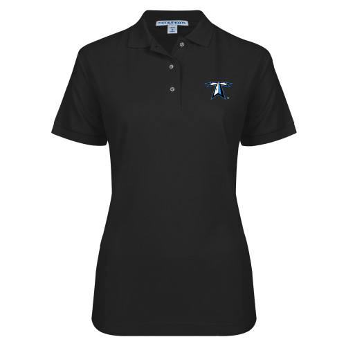  Womens Silk Touch Black Pique Polo - Lighthouse