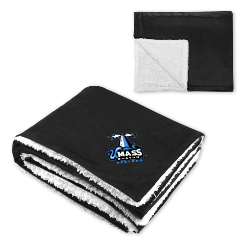  Super Soft Luxurious Black Sherpa Throw Blanket - Primary Logo