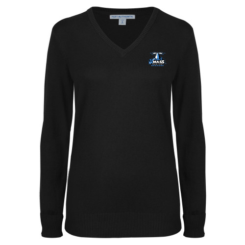  Womens Black VNeck Sweater - Primary Logo