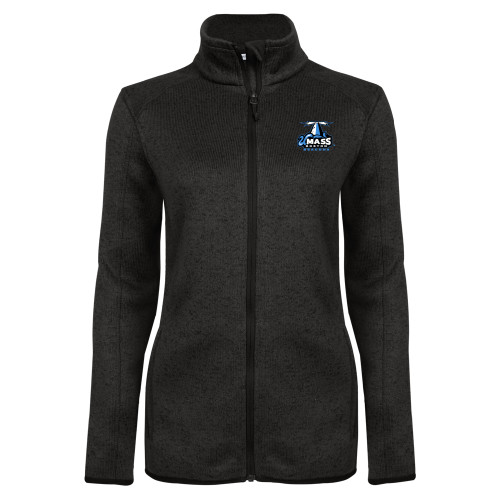  Womens Black Heather Fleece Jacket - Primary Logo