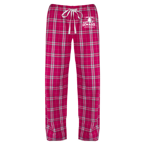  Womens Dark Fuchsia/White Flannel Pajama Pant - Primary Logo