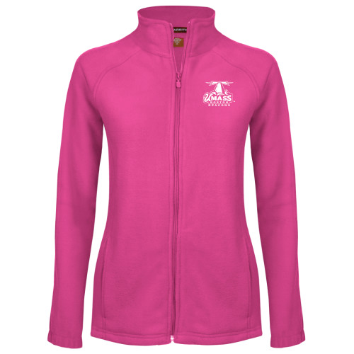UMass Boston Dark Pink Heather Ladies Fleece Jacket Primary Logo