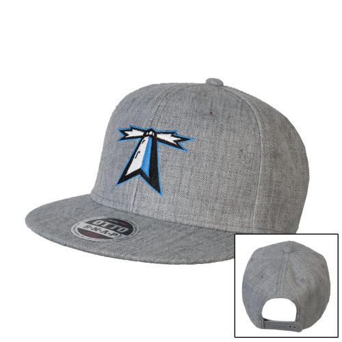  Heather Grey Wool Blend Flat Bill Snapback Hat - Lighthouse